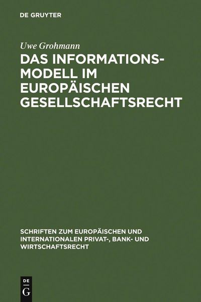 Produktbild: Das Informationsmodell im Europ&auml;ischen Gesellschaftsrecht