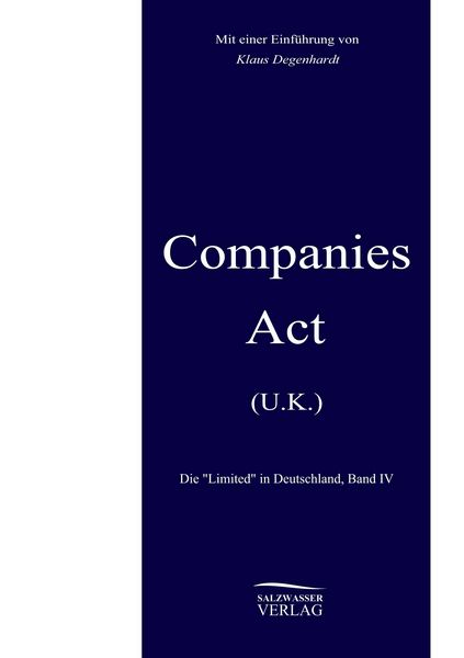 Produktbild: Companies Act U.K.