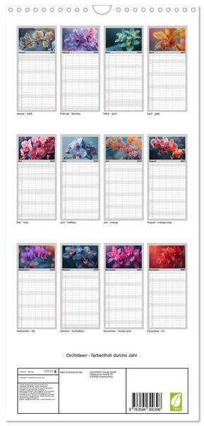 Produktbild: Familienplaner 2027 - Orchideen - farbenfroh durchs Jahr mit 5 Spalten (Wandkalender, 21 x 45 cm) CALVENDO