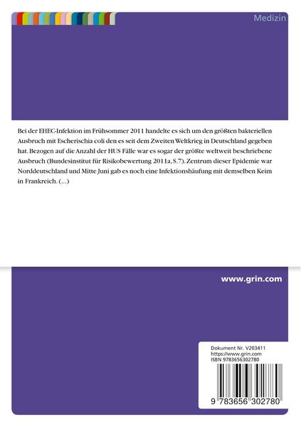 Produktbild: Krisenmanagement im Fall einer Epidemie am Beispiel des EHEC-Ausbruchs 2011 in Deutschland und seine Bedeutung f&uuml;r den pflegerischen Alltag
