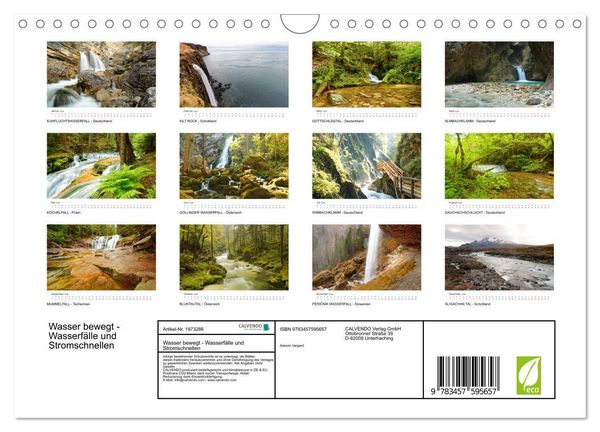 Produktbild: Wasser bewegt - Wasserf&auml;lle und Stromschnellen (Wandkalender 2026 DIN A4 quer), CALVENDO Monatskalender