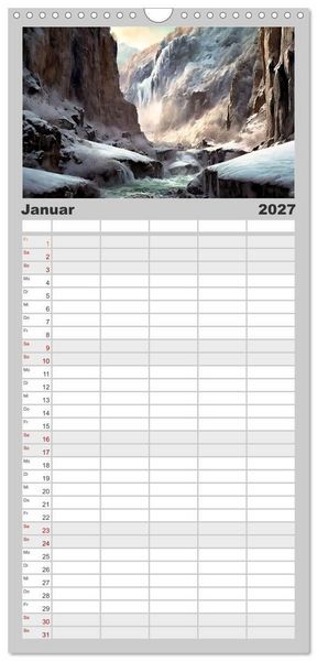 Produktbild: Familienplaner 2027 - Landschaften im Jahreskreis mit 5 Spalten (Wandkalender, 21 x 45 cm) CALVENDO