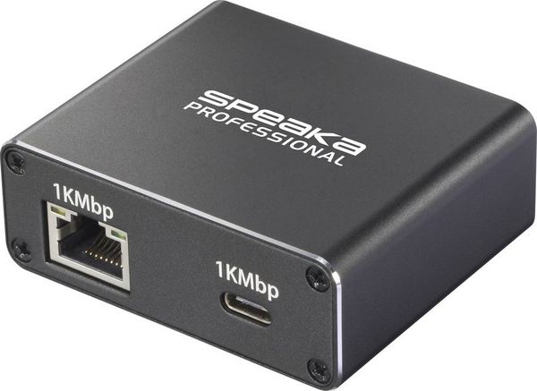 Produktbild: SpeaKa Professional SP-GNS-190 Splitter 1+1 Port RJ45, USB-C&reg; 1 GBit/s USB-Stromversorgung