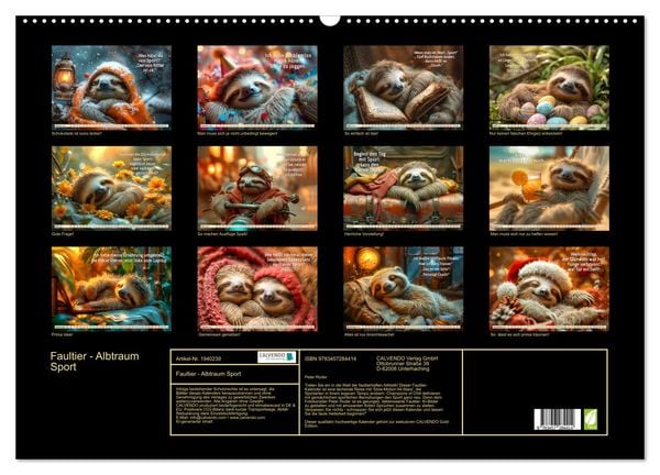 Produktbild: Faultier - Albtraum Sport (Wandkalender 2026 DIN A2 quer), CALVENDO Monatskalender