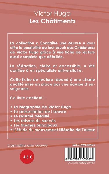 Produktbild: Fiche de lecture Les Ch&acirc;timents de Victor Hugo (Analyse litt&eacute;raire de r&eacute;f&eacute;rence et r&eacute;sum&eacute; complet)