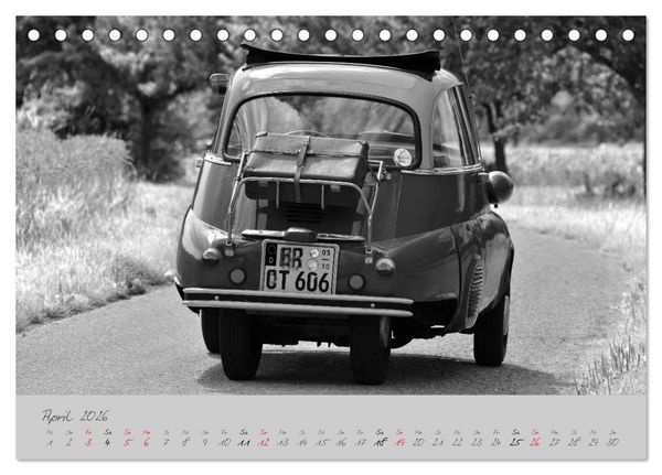 Produktbild: BMW Isetta 300 in schwarzwei&szlig; (Tischkalender 2026 DIN A5 quer), CALVENDO Monatskalender