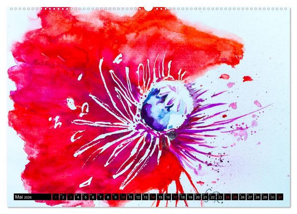 Produktbild: Blumenjahr - Bunte Bl&uuml;ten in Aquarell (Wandkalender 2026 DIN A2 quer), CALVENDO Monatskalender
