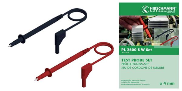 Produktbild: Hirschmann Test & Measurement PL 2600 S W SET Sicherheits-Messleitungs-Set Lamellenstecker 4 mm Pr&uuml;fspitze 1.00 m Schwarz, Rot 1 St.