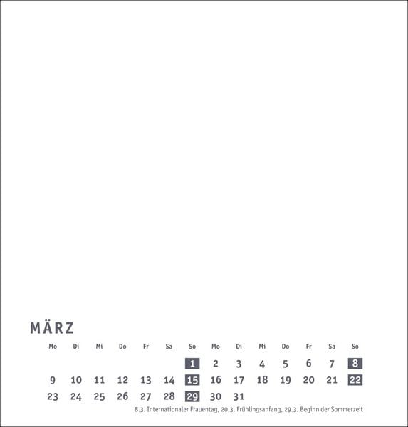 Produktbild: Premium-Bastelkalender weiß mittel 2026