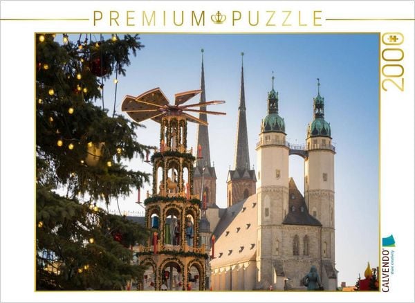 CALVENDO Puzzle Hallescher Weihnachtsmarkt | 2000 Teile Lege-Größe 90x67cm Foto-Puzzle für glückliche Stunden