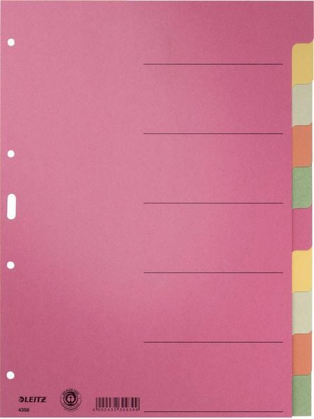 Produktbild: Leitz 43580000 Register DIN A4 blanko Karton Mehrfarbig 6 Registerbl&auml;tter 43580000