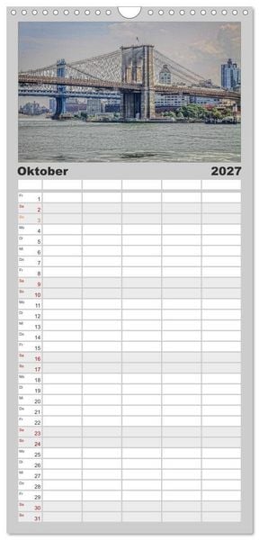 Produktbild: Familienplaner 2027 - New York Shoots mit 5 Spalten (Wandkalender, 21 x 45 cm) CALVENDO