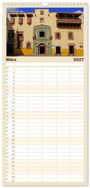 Produktbild: Familienplaner 2027 - Bet&ouml;rendes Gran Canaria mit 5 Spalten (Wandkalender, 21 x 45 cm) CALVENDO