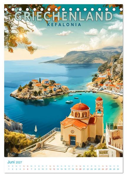 Produktbild: Griechenland - Old School Poster Style (Tischkalender 2027 DIN A5 hoch), CALVENDO Monatskalender