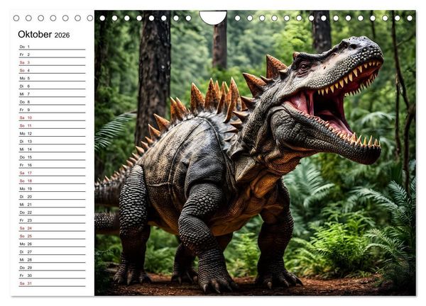 Produktbild: Urzeit erwacht - Ein Jahr mit den Dinosauriern (Wandkalender 2026 DIN A4 quer), CALVENDO Monatskalender
