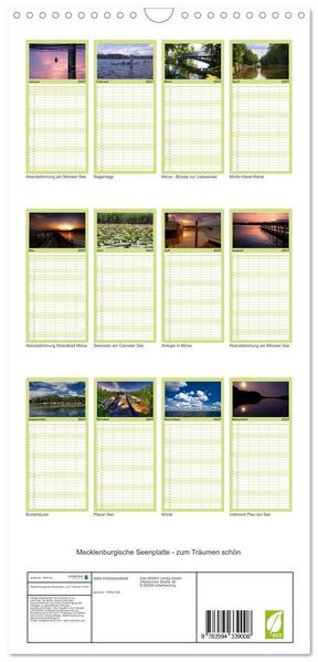 Produktbild: Familienplaner 2027 - Mecklenburgische Seenplatte - zum Tr&auml;umen sch&ouml;n mit 5 Spalten (Wandkalender, 21 x 45 cm) CALVENDO