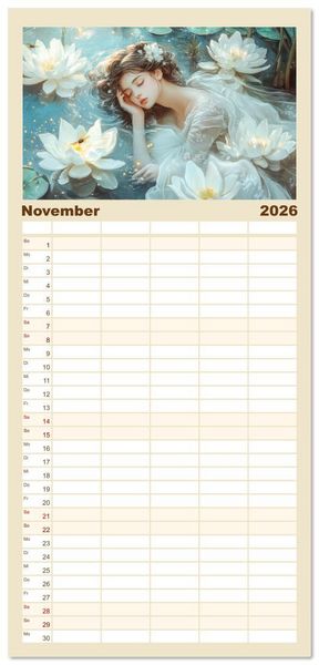 Produktbild: Familienplaner 2026 - Verspieltheit und Harmonie mit 5 Spalten (Wandkalender, 21 x 45 cm) CALVENDO