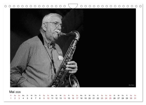 Produktbild: Internationale Meister des Jazz in Schwarzwei&szlig; (Wandkalender 2026 DIN A4 quer), CALVENDO Monatskalender