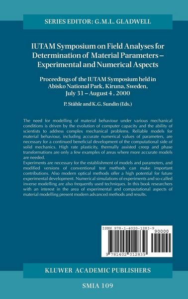 Produktbild: IUTAM Symposium on Field Analyses for Determination of Material Parameters &mdash; Experimental and Numerical Aspects