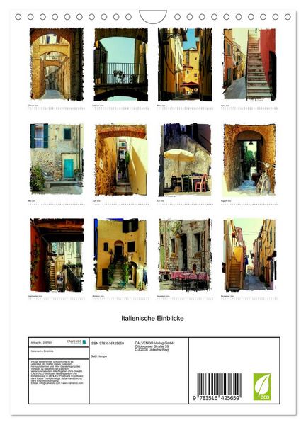 Produktbild: Italienische Einblicke (Wandkalender 2026 DIN A4 hoch), CALVENDO Monatskalender