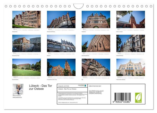 Produktbild: L&uuml;beck - Das Tor zur Ostsee (Wandkalender 2026 DIN A4 quer), CALVENDO Monatskalender