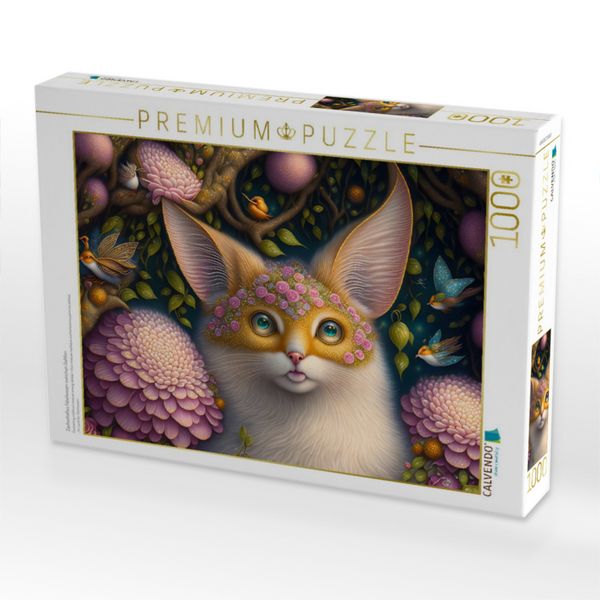 Produktbild: CALVENDO Puzzle Zauberhaftes Fabelwesen zwischen Dahlien | 1000 Teile Lege-Gr&ouml;&szlig;e 64x48cm Foto-Puzzle f&uuml;r gl&uuml;ckliche Stunden