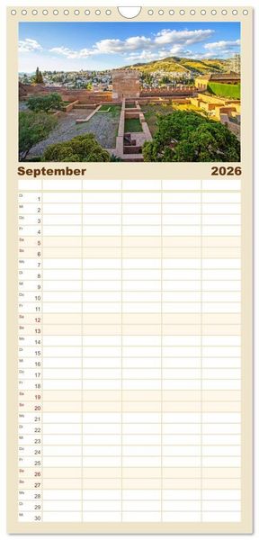 Produktbild: Familienplaner 2026 - Ein Herz f&uuml;r Granada mit 5 Spalten (Wandkalender, 21 x 45 cm) CALVENDO