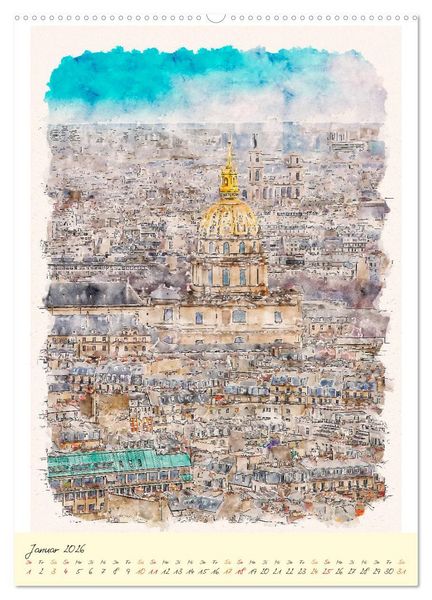 Produktbild: Paris - malerische Metropole (Wandkalender 2026 DIN A2 hoch), CALVENDO Monatskalender