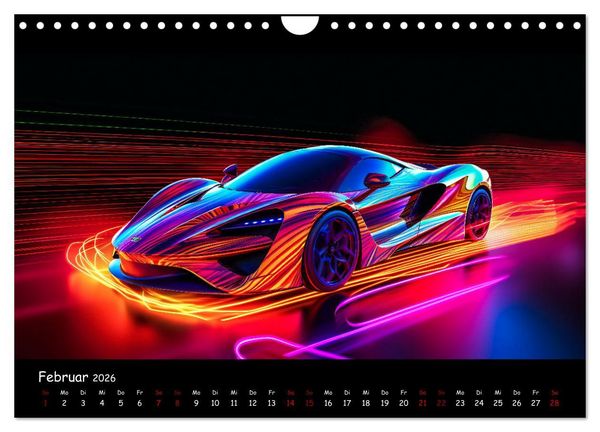 Produktbild: Futuristische Neon Cars (Wandkalender 2026 DIN A4 quer), CALVENDO Monatskalender