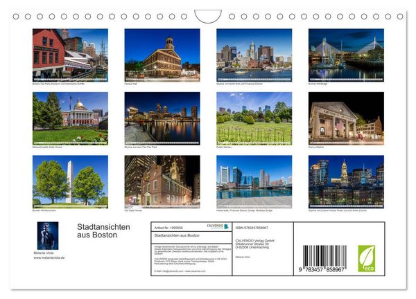 Produktbild: Stadtansichten aus Boston (Wandkalender 2026 DIN A4 quer), CALVENDO Monatskalender