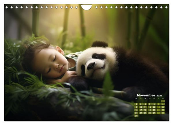 Produktbild: Kleine Schlummerparade: Babys und ihre kuscheligen Tierfreunde (Wandkalender 2026 DIN A4 quer), CALVENDO Monatskalender