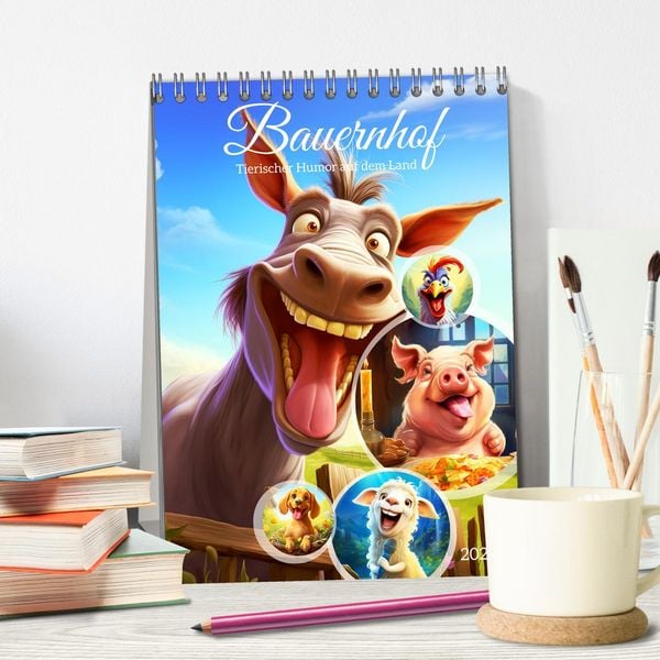 Produktbild: Bauernhof. Tierischer Humor auf dem Land (Tischkalender 2026 DIN A5 hoch), CALVENDO Monatskalender