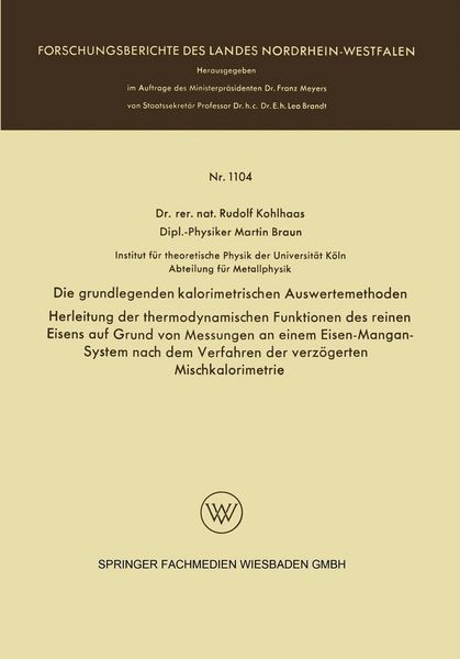 Produktbild: Die grundlegenden kalorimetrischen Auswertemethoden