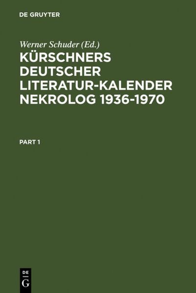 Produktbild: K&uuml;rschners Deutscher Literatur-Kalender. Nekrolog 1936-1970