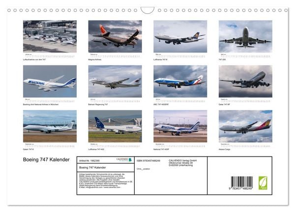 Produktbild: Boeing 747 Kalender (Wandkalender 2026 DIN A3 quer), CALVENDO Monatskalender