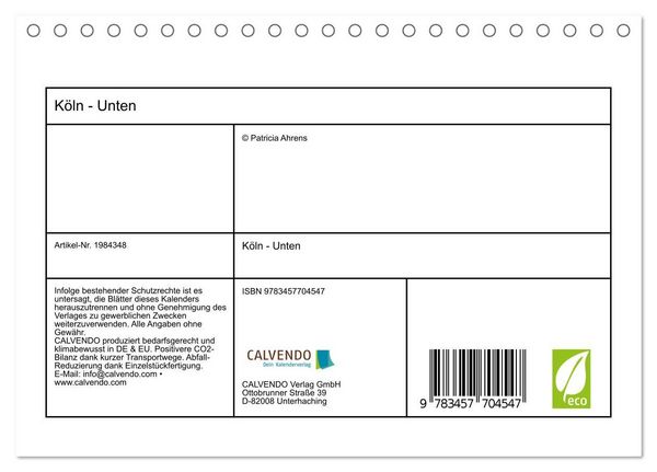 Produktbild: K&ouml;ln - Unten (Tischkalender 2026 DIN A5 quer), CALVENDO Monatskalender