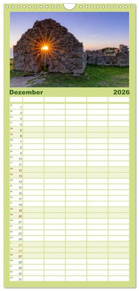 Produktbild: Familienplaner 2026 - Bornholm Juwel der Ostsee mit 5 Spalten (Wandkalender, 21 x 45 cm) CALVENDO