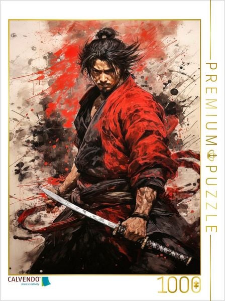 CALVENDO Puzzle Der kämpferische Samurai | 1000 Teile Lege-Größe 64x48cm Foto-Puzzle für glückliche Stunden