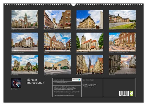 Produktbild: M&uuml;nster Impressionen (Wandkalender 2026 DIN A2 quer), CALVENDO Monatskalender