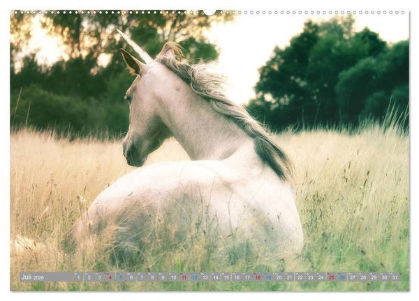 Produktbild: Fabeltier Einhorn (hochwertiger Premium Wandkalender 2026 DIN A2 quer), Kunstdruck in Hochglanz