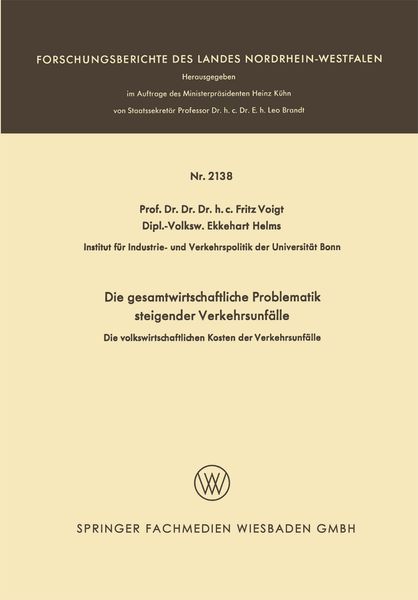 Produktbild: Die gesamtwirtschaftliche Problematik steigender Verkehrsunf&auml;lle