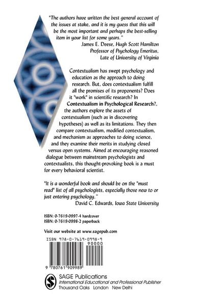 Produktbild: Contextualism in Psychological Research?