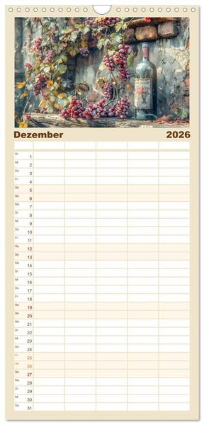 Produktbild: Familienplaner 2026 - Der Weingenie&szlig;er mit 5 Spalten (Wandkalender, 21 x 45 cm) CALVENDO