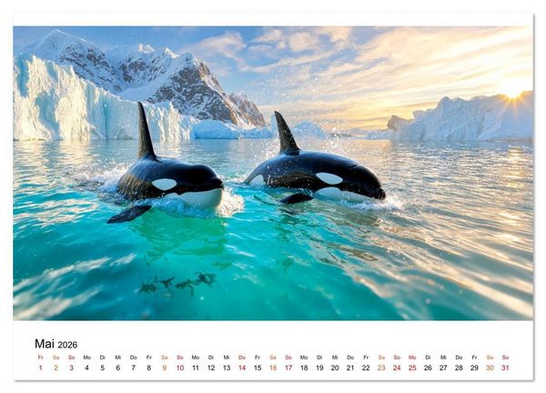 Produktbild: Orcas - ein Jahr voller Meer (Wandkalender 2026 DIN A2 quer), CALVENDO Monatskalender