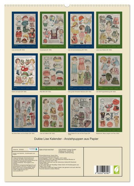 Produktbild: Dukke Lise Kalender - Anziehpuppen aus Papier (hochwertiger Premium Wandkalender 2026 DIN A2 hoch), Kunstdruck in Hochglanz