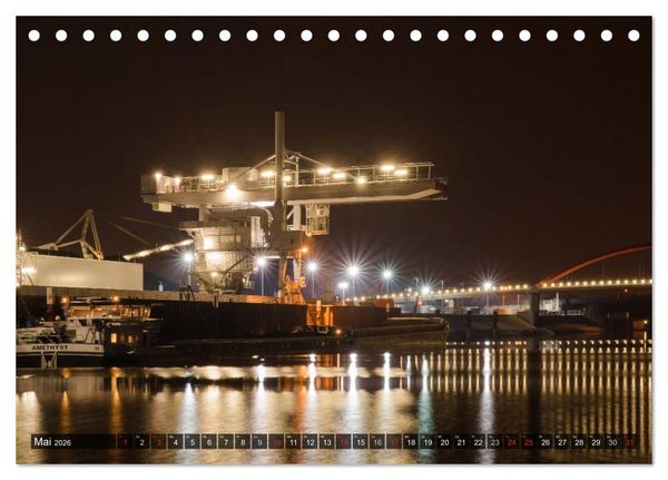 Produktbild: Mannheim 2026 - wenn es Nacht wird im Hafen (Tischkalender 2026 DIN A5 quer), CALVENDO Monatskalender