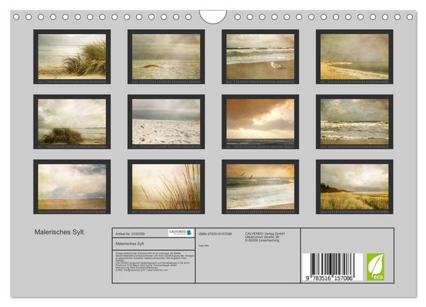 Produktbild: Malerisches Sylt (Wandkalender 2026 DIN A4 quer), CALVENDO Monatskalender