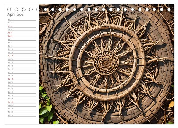 Produktbild: Natural Mandalas - Kraftvolle KI Mandalas aus Naturmaterialien (Tischkalender 2026 DIN A5 quer), CALVENDO Monatskalender