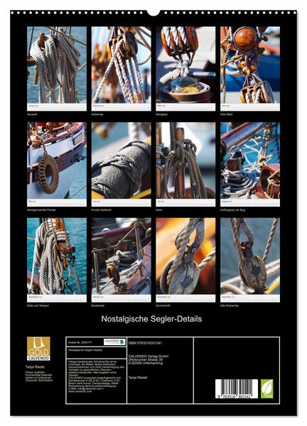 Produktbild: Nostalgische Segler-Details (hochwertiger Premium Wandkalender 2026 DIN A2 hoch), Kunstdruck in Hochglanz