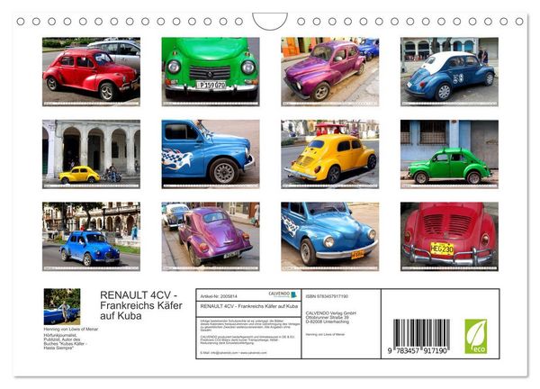 Produktbild: RENAULT 4CV - Frankreichs K&auml;fer auf Kuba (Wandkalender 2026 DIN A4 quer), CALVENDO Monatskalender